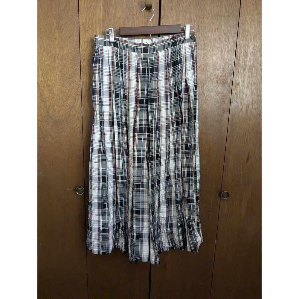 Vtg Leslie Lucks Plaid Pleated Skirt 12 Tartan Ladies Womens Preppy Old Money